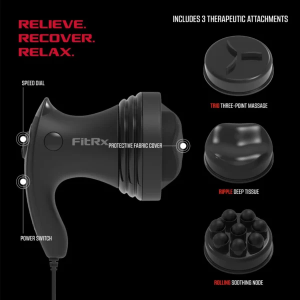With a protective fabric cover, easy-adjust speed dial, and an ergonomic build with three attachments, this massager is the ideal relief tool.