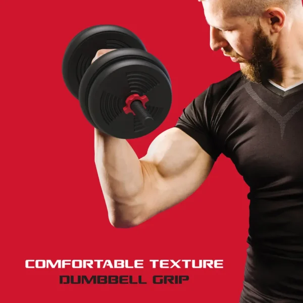 A comfortable textured handle ensures you always have a firm grip on the Total Body’s constructible dumbbell, no matter how much weight you use.
