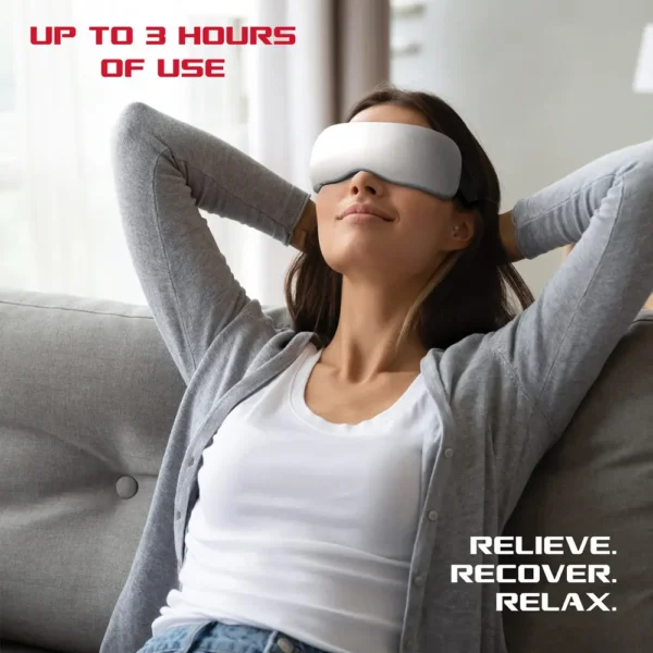 The FitRx OpticSpa lasts up to 3 hours on a full charge, giving you a relaxing and reliable eye massage for ultimate rejuvenation anywhere.
