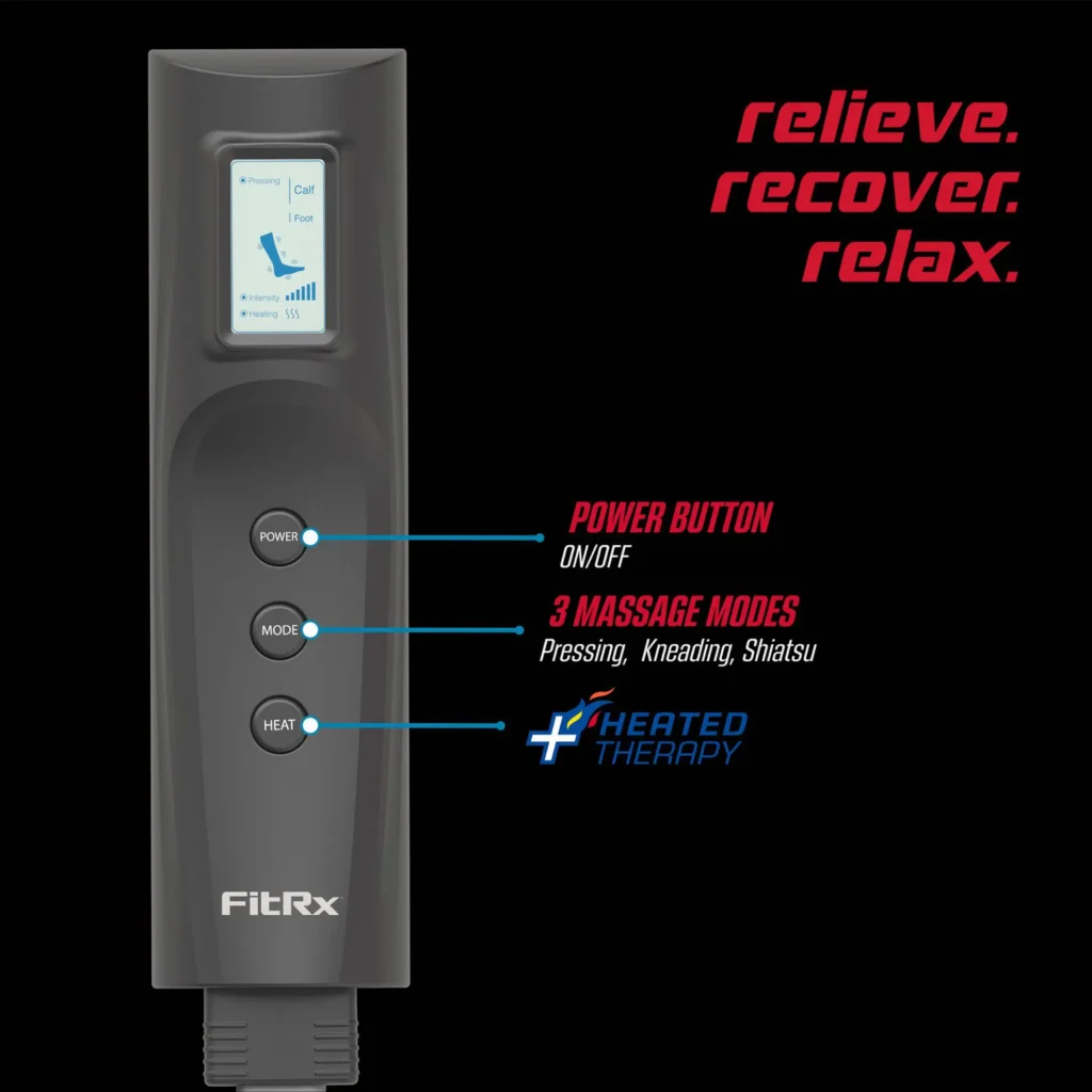 The FitRx RecoverMax’s easy-to-use LCD controller lets you fully customize your massage settings to your liking with just the press of a button.
