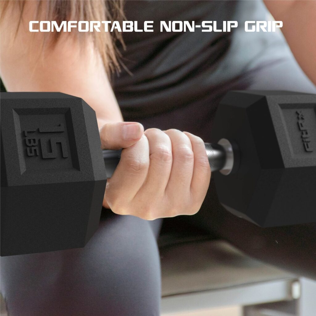 FitRx 10lb Rubber Hex Dumbbell Set