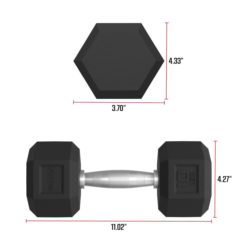 FitRx 10lb Rubber Hex Dumbbell Set