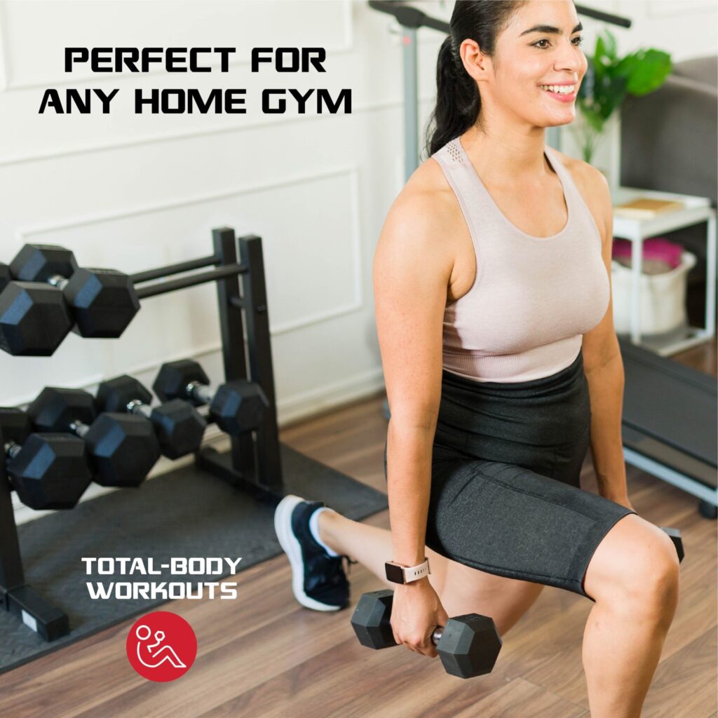FitRx 15lb Rubber Hex Dumbbell Set