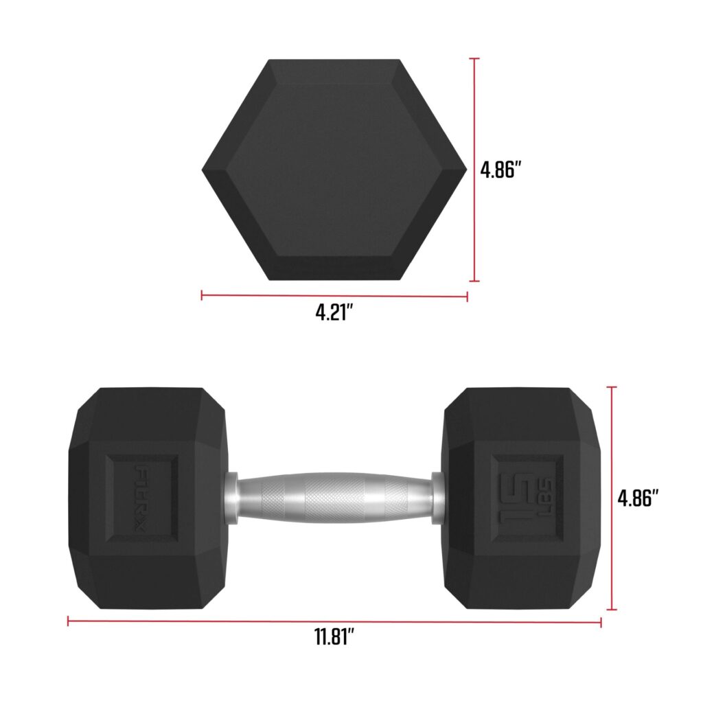FitRx 15lb Rubber Hex Dumbbell Set