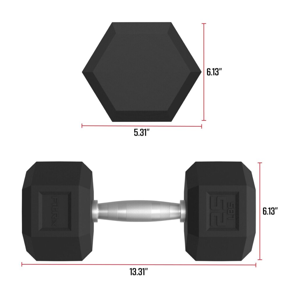 FitRx 25lb Rubber Hex Dumbbell Set