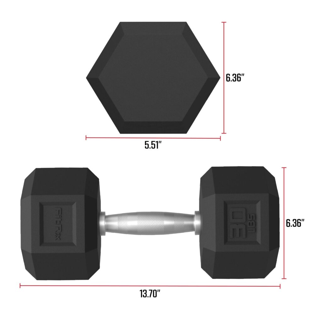 FitRx Rubber Hex Dumbbell 30lb