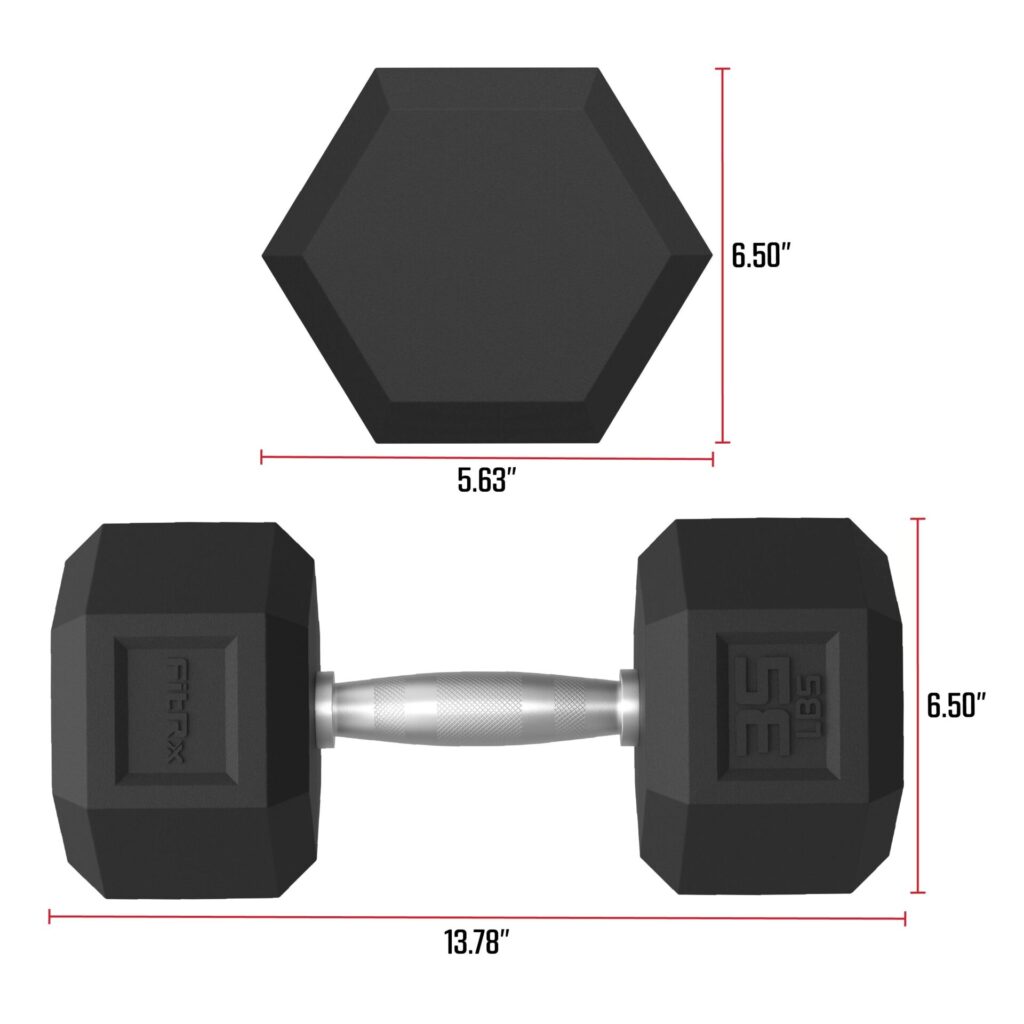 FitRx Rubber Hex Dumbbell 35lb